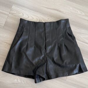 DO+BE Black High Waist Leather Shorts